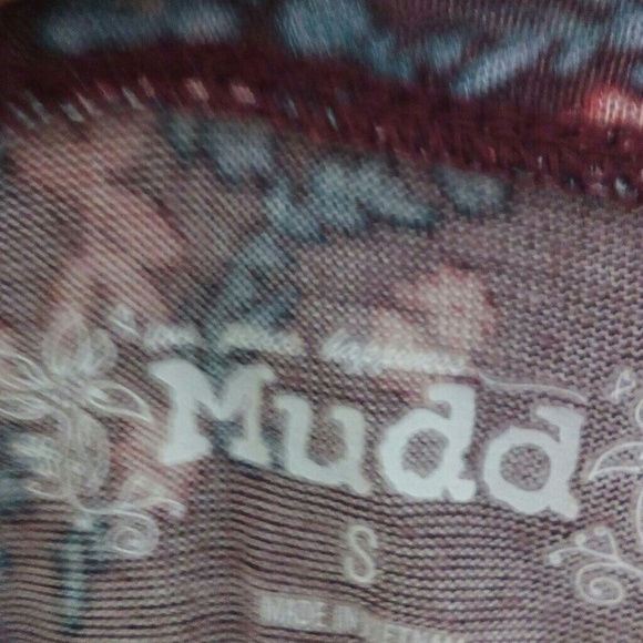 Mudd Long Burgundy Floral Tunic Blouse Size S - Picture 4 of 5